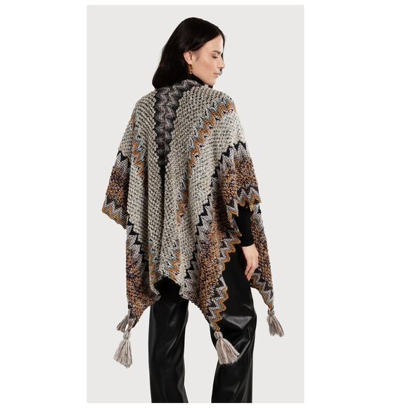 SAACHI Multi Chevron Knit Fringe Duster One Size - Picture 3 of 13